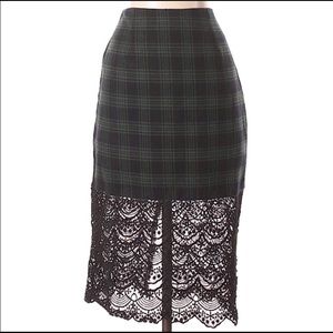 tobi women skirt pencil plaid regular size small